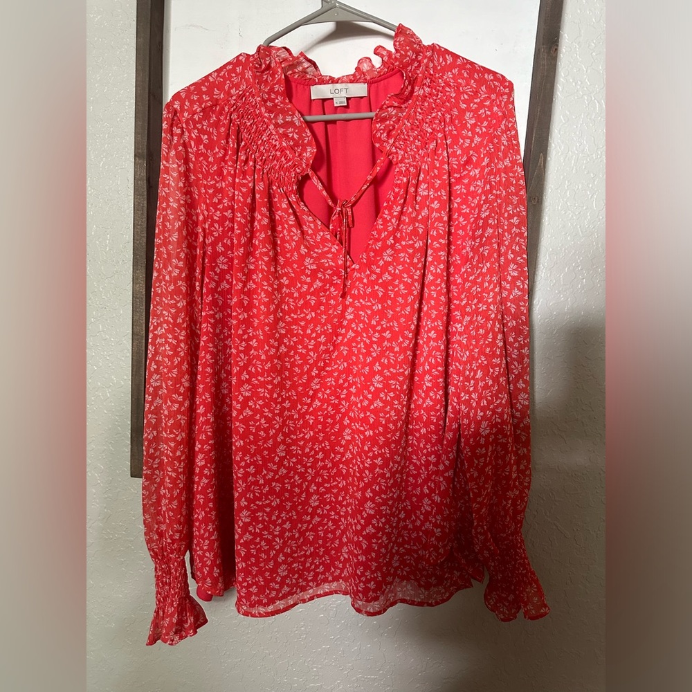 Loft Orange Floral Blouse